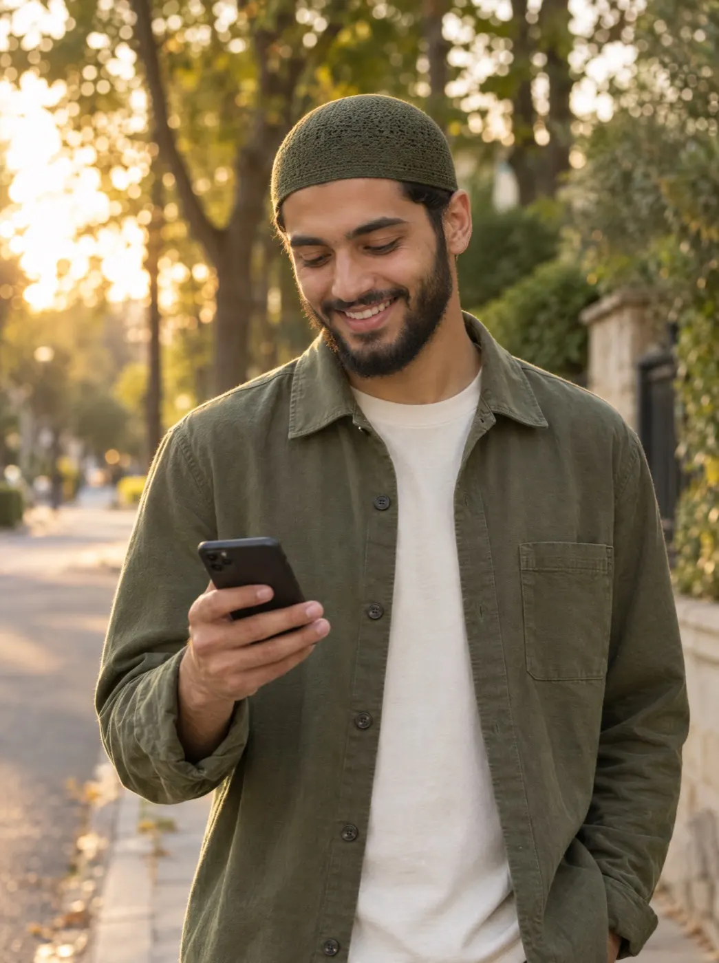 A man reading his phone